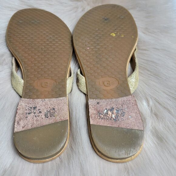Ugg Women Allaria Ii Metallic Braid Flip Flops Size 8 - Picture 9 of 9
